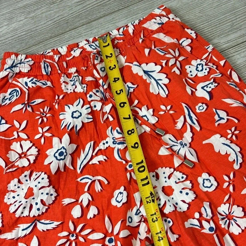 Zara Linen Blend Floral Printed Pants Trousers High Rise Wide Leg Size Small